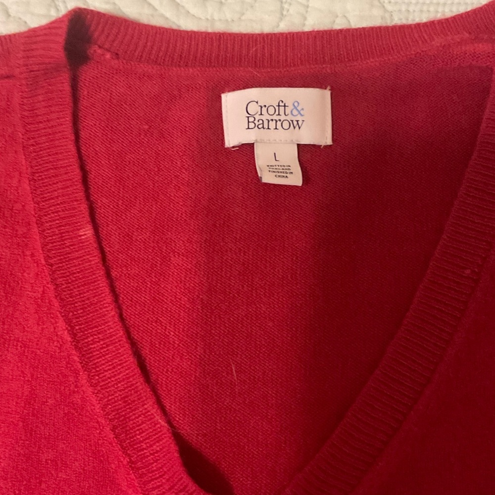 Croft & Barrow Women's V-Neck Red Sweater